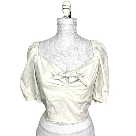 Vero Moda Sweat Heart Tie Knot Blouse Birch Women Large Organic Cotton NWT - Picture 10 of 10